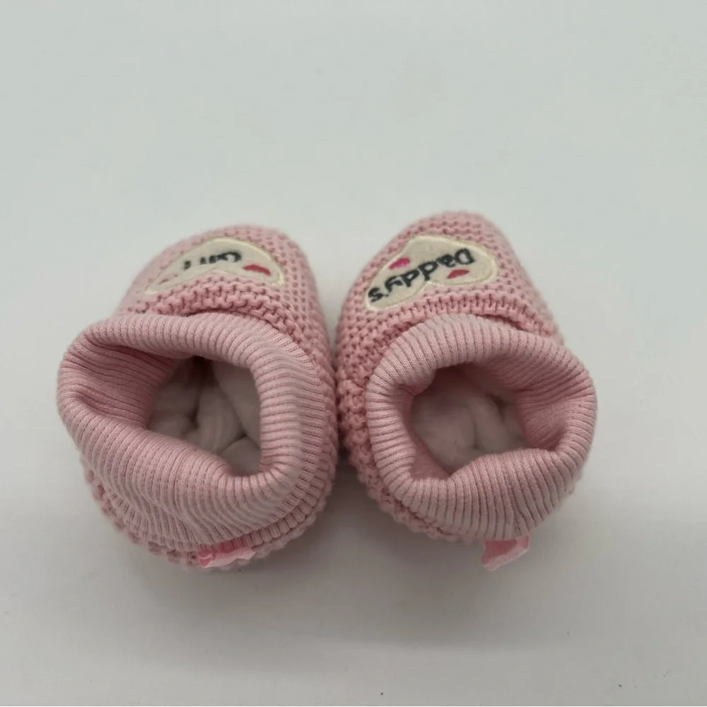 Pink Baby Girl Knit Daddy’s Girl Booties - 3/6 Months